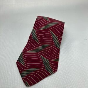 Giorgio Armani Tie Mens 100% Silk Maroon Wave Designer Made In Italy 3.5” X 59”
